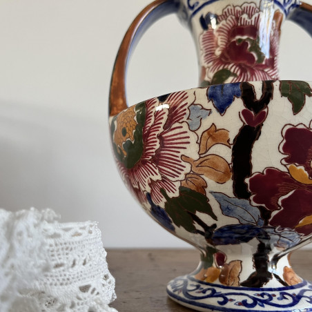 Vase à anses - Gien - Pivoines