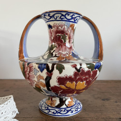 Vase à anses - Gien - Pivoines