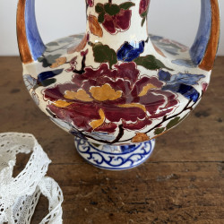 Vase à anses - Gien - Pivoines