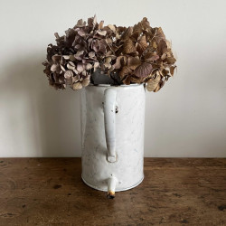 Ancien pot de lavement en tôle émaillée - Marbré bleu