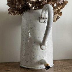 Ancien pot de lavement en tôle émaillée - Marbré bleu