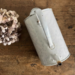 Ancien pot de lavement en tôle émaillée - Marbré bleu