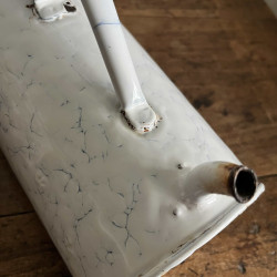Ancien pot de lavement en tôle émaillée - Marbré bleu