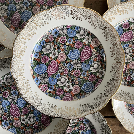 Assiette plate en porcelaine - Limoges - Flower Power