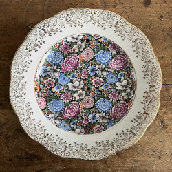 Assiette plate en porcelaine - Limoges - Flower Power