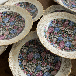 Assiette creuse en porcelaine - Limoges - Flower Power