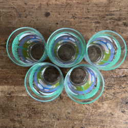 Verres / Gobelets (lot de 5) - Vintage - Reims - Couple sur le banc