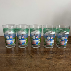 Verres / Gobelets (lot de 5) - Vintage - Reims - Couple sur le banc