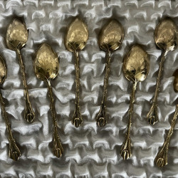 Coffret de 12 cuillères à moka - Métal doré