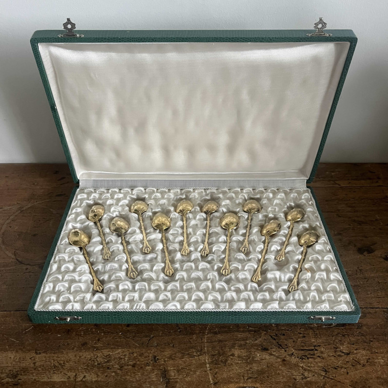 Coffret de 12 cuillères à moka - Métal doré
