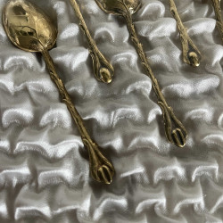 Coffret de 12 cuillères à moka - Métal doré