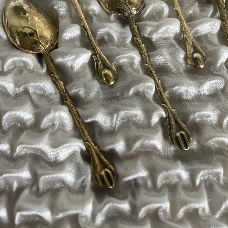 12 Cuillères à Moka Christofle Métal Argenté, Modèle Manche Russe, écrin France
