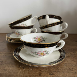 Tasses à thé & sous-tasses (lot de 6) - L'Amandinoise - Clématite