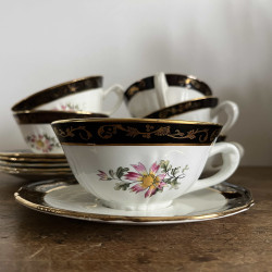 Tasses à thé & sous-tasses (lot de 6) - L'Amandinoise - Clématite