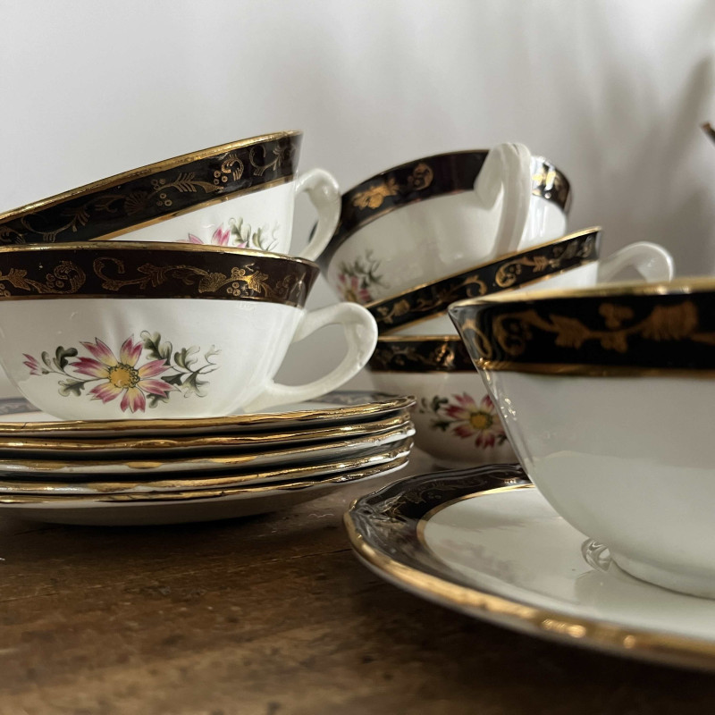 Tasses à thé & sous-tasses (lot de 6) - L'Amandinoise - Clématite
