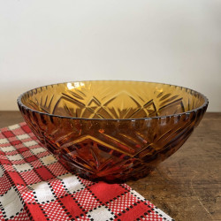 Saladier en verre ambré - Vintage - Luminarc - Comète