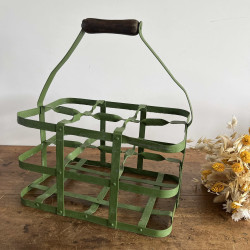 Porte-bouteille ancien - Vert & bois