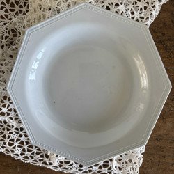 Plat piédouche - Faïence perlée bleu pastel - Montereau