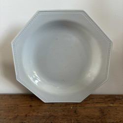 Plat piédouche - Faïence perlée bleu pastel - Montereau