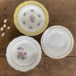 Assiettes creuses dépareillées en porcelaine (lot de 6) - Digoin Sarreguemines