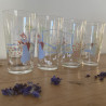 Verres à limonade vintage (lot de 4) - Femme aux colombes