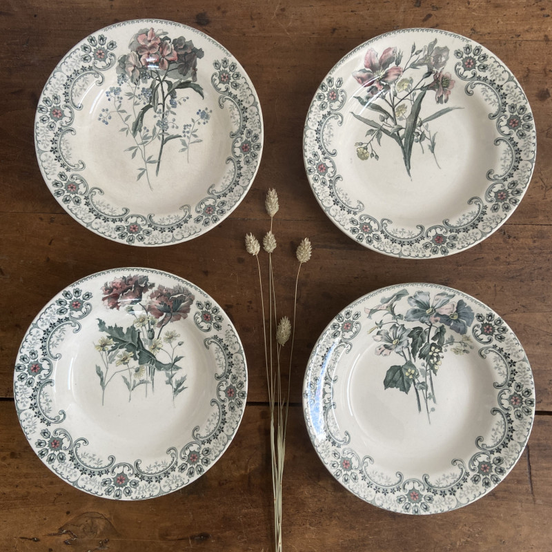 Assiettes creuses (Lot de 4) - Terre de fer - HB&Cie - Fleurs Coupées (2)