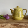 Théière vintage en faïence jaune et doré - Rio