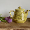 Théière vintage en faïence jaune et doré - Rio