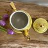 Théière vintage en faïence jaune et doré - Rio