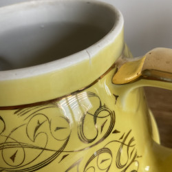 Théière vintage en faïence jaune et doré - Rio