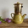 Théière vintage en faïence jaune et doré - Rio