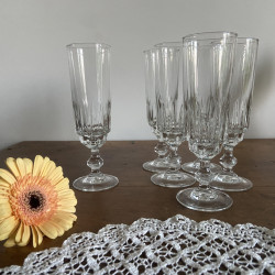 Flûte à Champagne (Lot de 6) en verre - Vintage