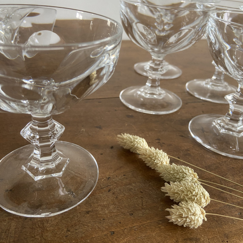 5 Coupes à champagne en verre – MAISON DE FAMILLE BROCANTE ART DE