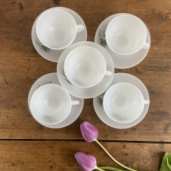 Tasses à café & sous-tasses (Lot de 5) - Arcopal - Narcisse