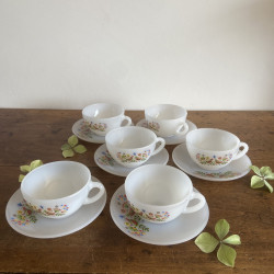 Tasses à café & sous-tasses (Lot de 6) - Arcopal - Oiseaux