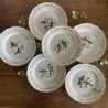 Assiettes plates en porcelaine (lot de 6) - Gien - Moineaux de Paris