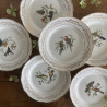 Assiettes plates en porcelaine (lot de 6) - Gien - Moineaux de Paris
