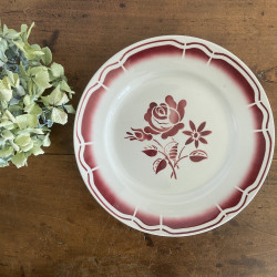 Assiettes plates, porcelaine de Badonviller, Rose N°2 - Acolytes Antique