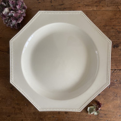Plat de service - Faïence blanche perlée - Montereau