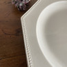 Plat de service - Faïence blanche perlée - Montereau