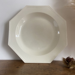 Plat semi-creux - Faïence blanche perlée - Montereau