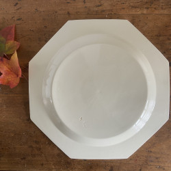 Plat semi-creux - Faïence blanche perlée - Montereau (2)