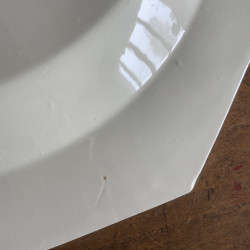 Plat semi-creux - Faïence blanche perlée - Montereau (2)