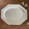 Plat ovale - Faïence blanche perlée - Montereau