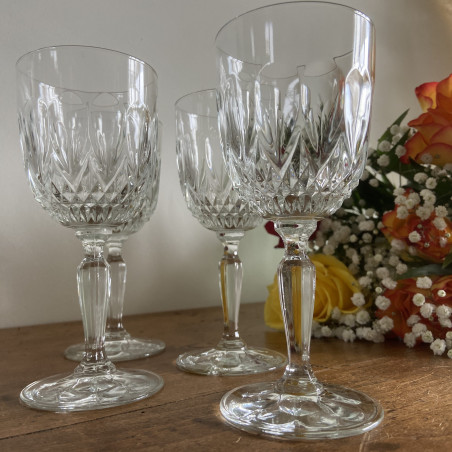 Verres à vin en verre ciselé (lot de 6) - Vintage