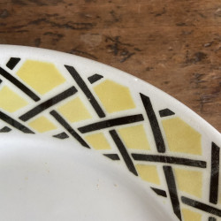 Assiettes plates (lot de 6) - FB - Badonviller - Noir & jaune