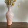 Vase en verre et opaline - Rose poudré
