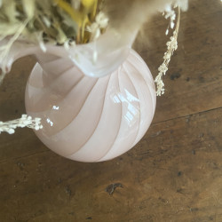Vase en verre et opaline - Rose poudré