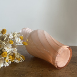Vase en verre et opaline - Rose poudré