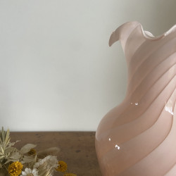 Vase en verre et opaline - Rose poudré